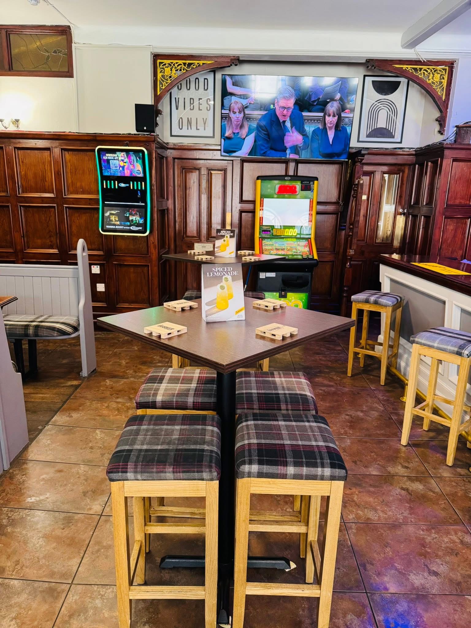 Snug seating with TV and jukebox